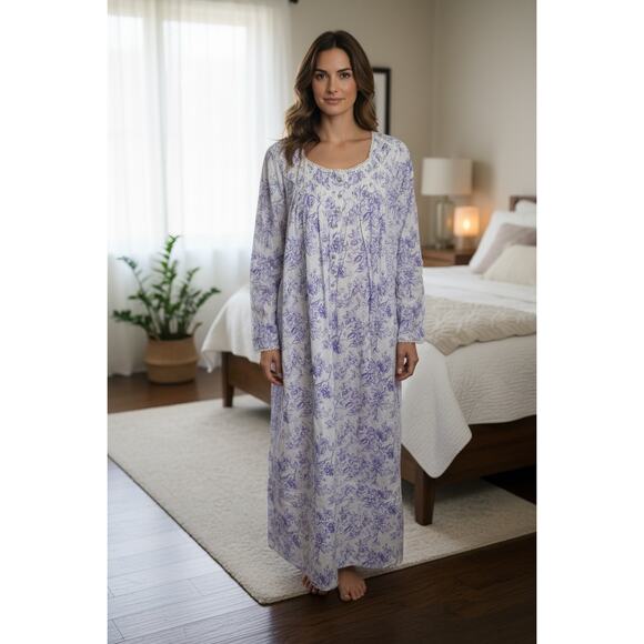 Eileen West Other - Eileen West Nightgown M NWT 100% Cotton Lavender Floral Lace Trim Ballet Gown